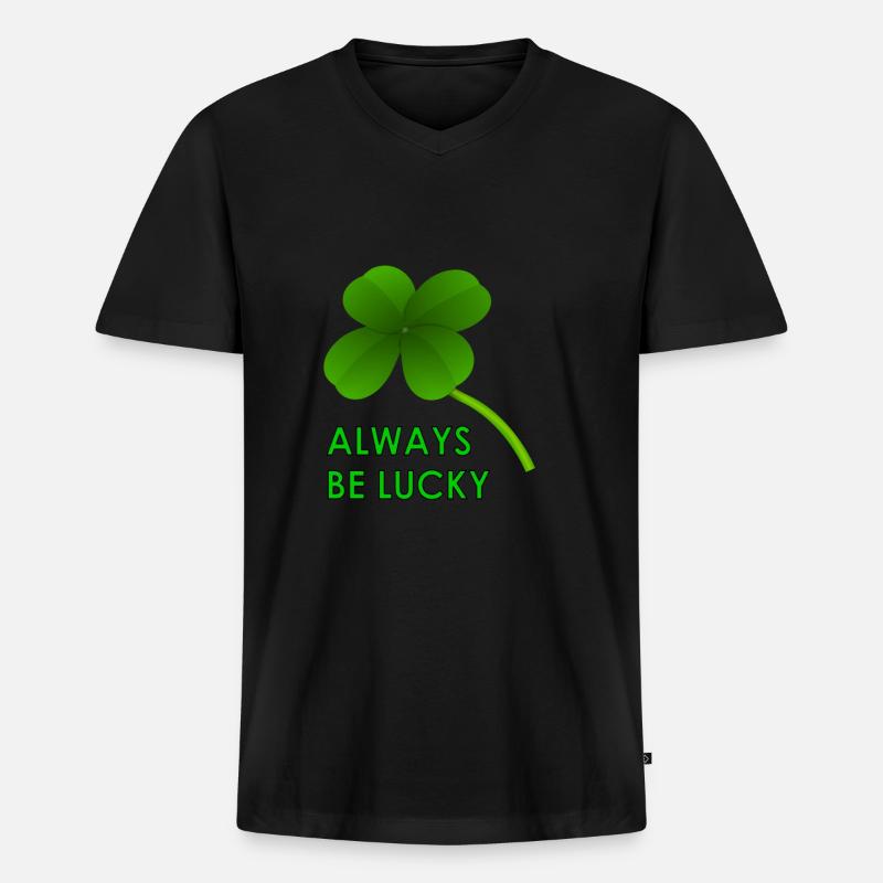 always be lucky - Männer Premium Bio T-Shirt mit V-Ausschnitt - Schwarz