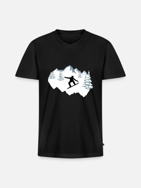 Snowboarder, Snowboarding, Snowboard - Men's Premium Organic T-shirt with V-neck - black