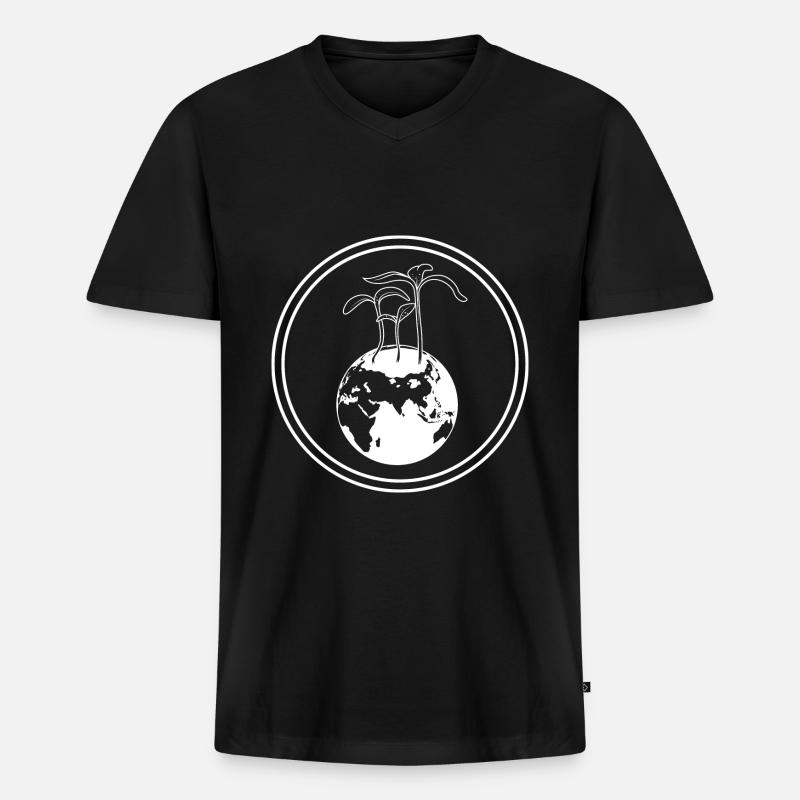 Planet Erde - Männer Premium Bio T-Shirt mit V-Ausschnitt - Schwarz