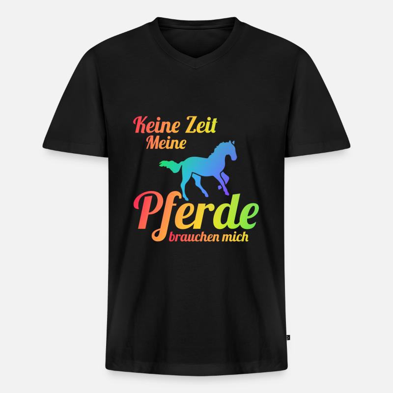 Pferd Reiten Pferdehalter Geschenk - Männer Premium Bio T-Shirt mit V-Ausschnitt - Schwarz