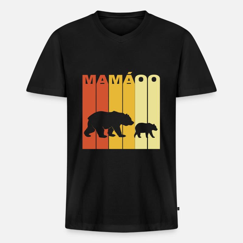 Mama Bär Mutter Geschenk - Männer Premium Bio T-Shirt mit V-Ausschnitt - Schwarz