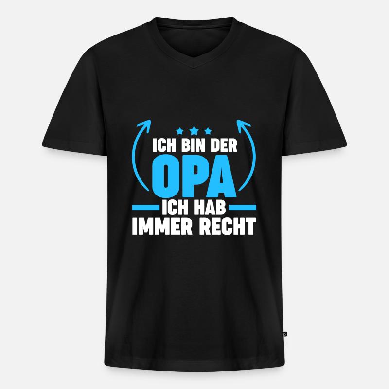 Opa Großvater Großväter Geschenk - Männer Premium Bio T-Shirt mit V-Ausschnitt - Schwarz