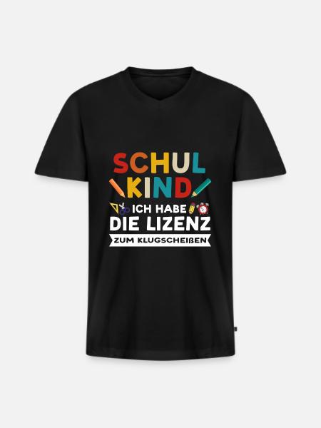 Schulkind Anfang Schulstart Geschenk - Männer Premium Bio T-Shirt mit V-Ausschnitt - Schwarz