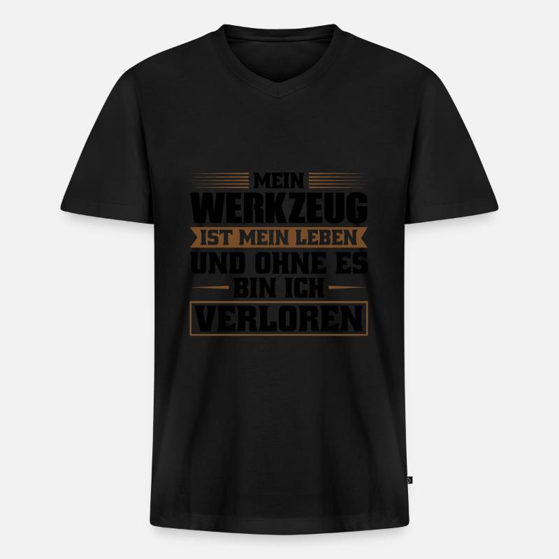 Handwerker Beruf Werkzeug Geschenk - Männer Premium Bio T-Shirt mit V-Ausschnitt - Schwarz