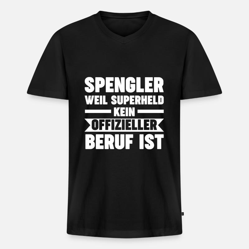 Spengler Beruf Blechner Geschenk - Männer Premium Bio T-Shirt mit V-Ausschnitt - Schwarz