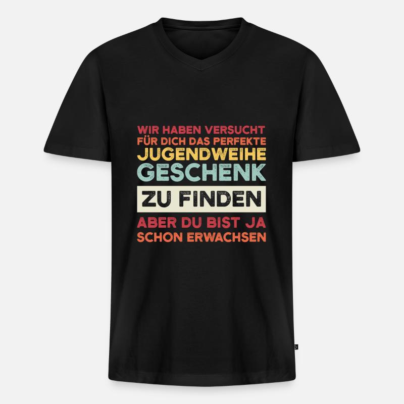 Jugendweihe Jugend Jugendfeier Geschenk - Männer Premium Bio T-Shirt mit V-Ausschnitt - Schwarz