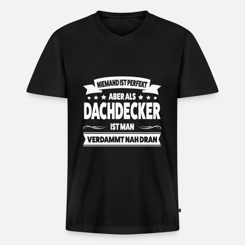 Dachdecker Beruf Dachdecken Geschenk - Männer Premium Bio T-Shirt mit V-Ausschnitt - Schwarz