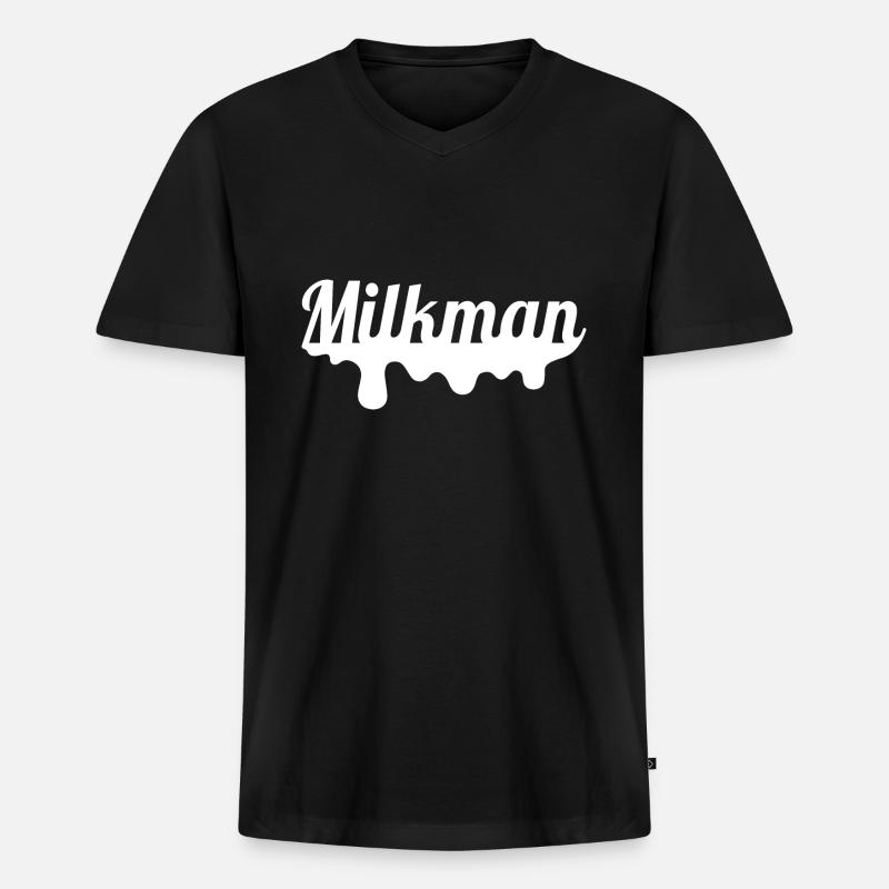 Lustiges Milchmann Geschenk - Männer Premium Bio T-Shirt mit V-Ausschnitt - Schwarz