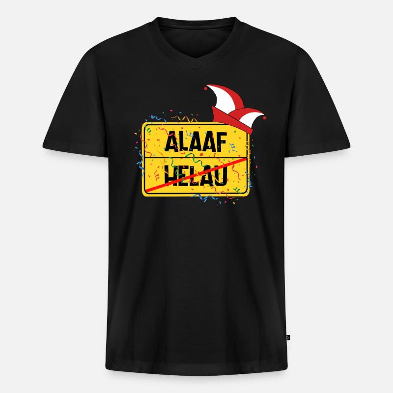 Ortsschild Köln Alaaf - Männer Premium Bio T-Shirt mit V-Ausschnitt - Schwarz