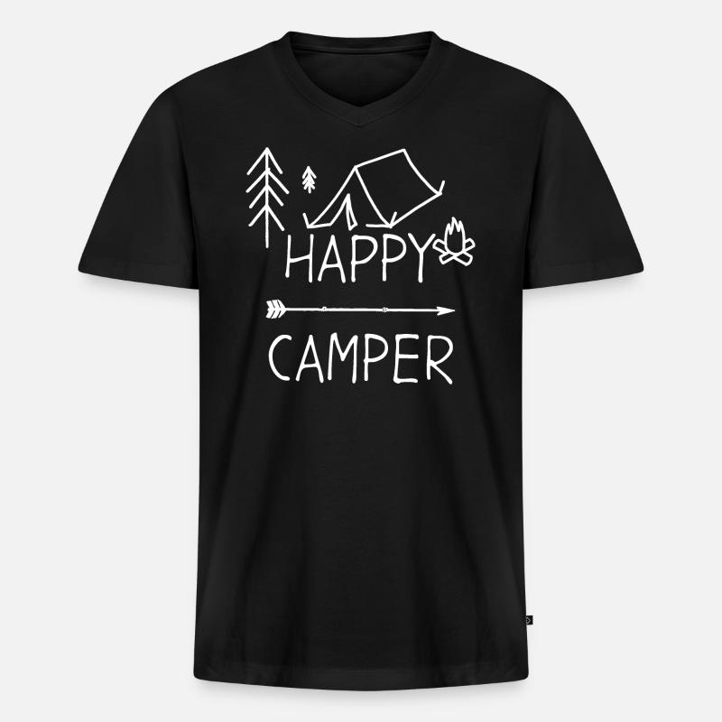 Camping - Männer Premium Bio T-Shirt mit V-Ausschnitt - Schwarz