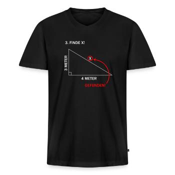 Finde X I Mathe Humor Spaß Geometrie Nerd - Männer Premium Bio T-Shirt mit V-Ausschnitt - Schwarz - Vorne - Nico (187cm)