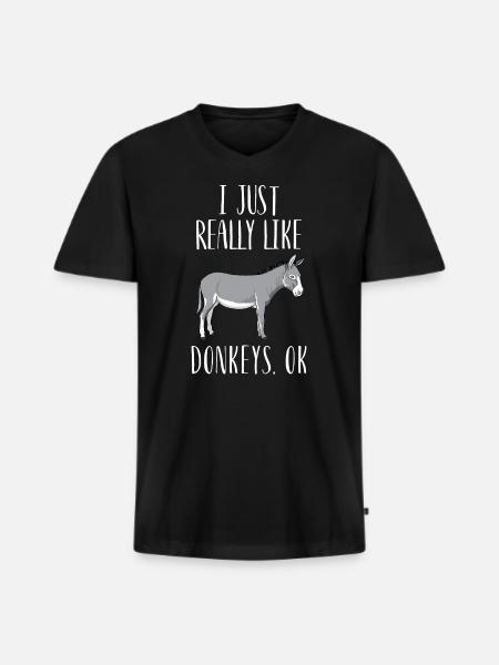 Jeg kan virkelig godt lide æsler - Premium økologisk T-shirt med V-hals til mænd - sort