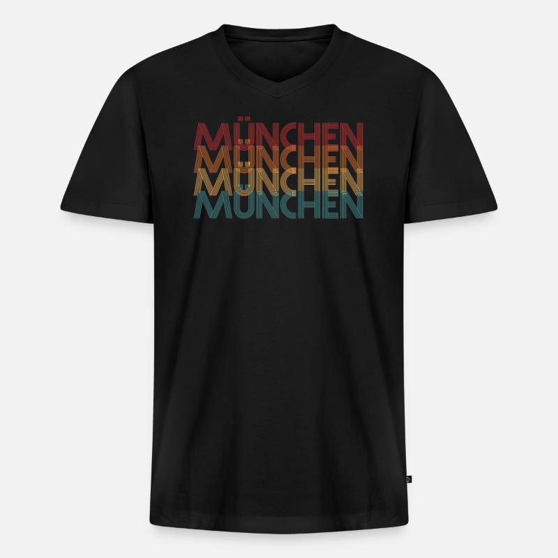 München - Männer Premium Bio T-Shirt mit V-Ausschnitt - Schwarz