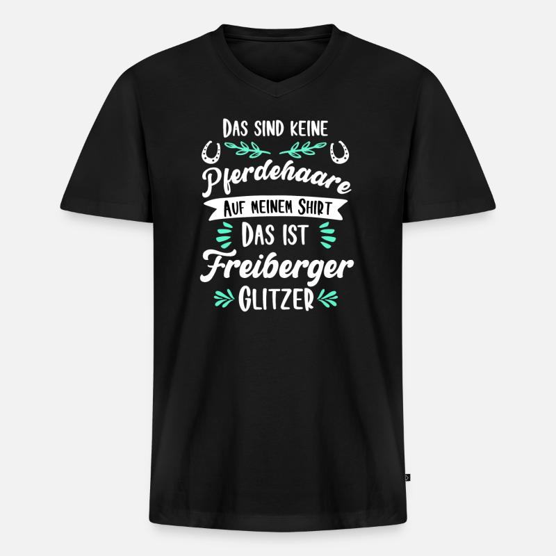 Freiberger Glitzer Pferd Spruch Geschenk - Männer Premium Bio T-Shirt mit V-Ausschnitt - Schwarz