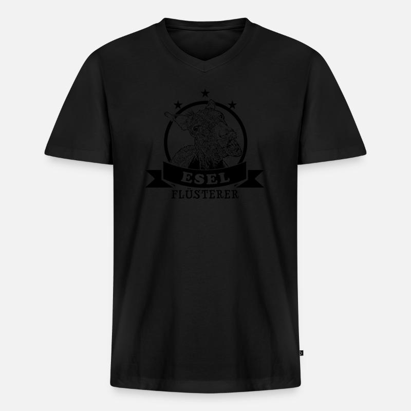 Esel Flüsterer - Männer Premium Bio T-Shirt mit V-Ausschnitt - Schwarz