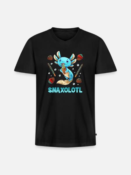 Snaxolotl axolotl - Men's Premium Organic T-shirt with V-neck - black