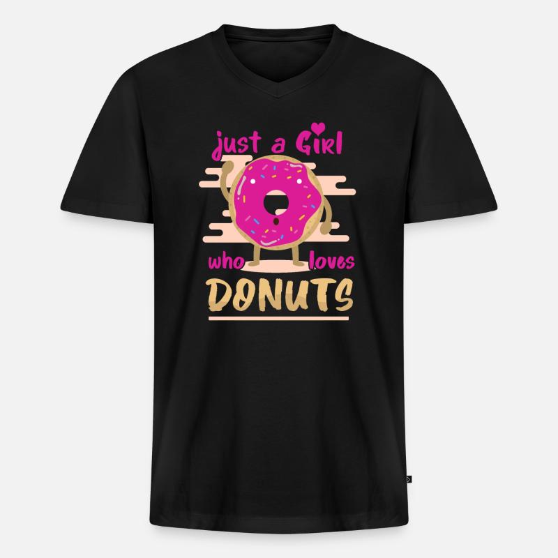 Donuts Mädchen Liebe - Männer Premium Bio T-Shirt mit V-Ausschnitt - Schwarz