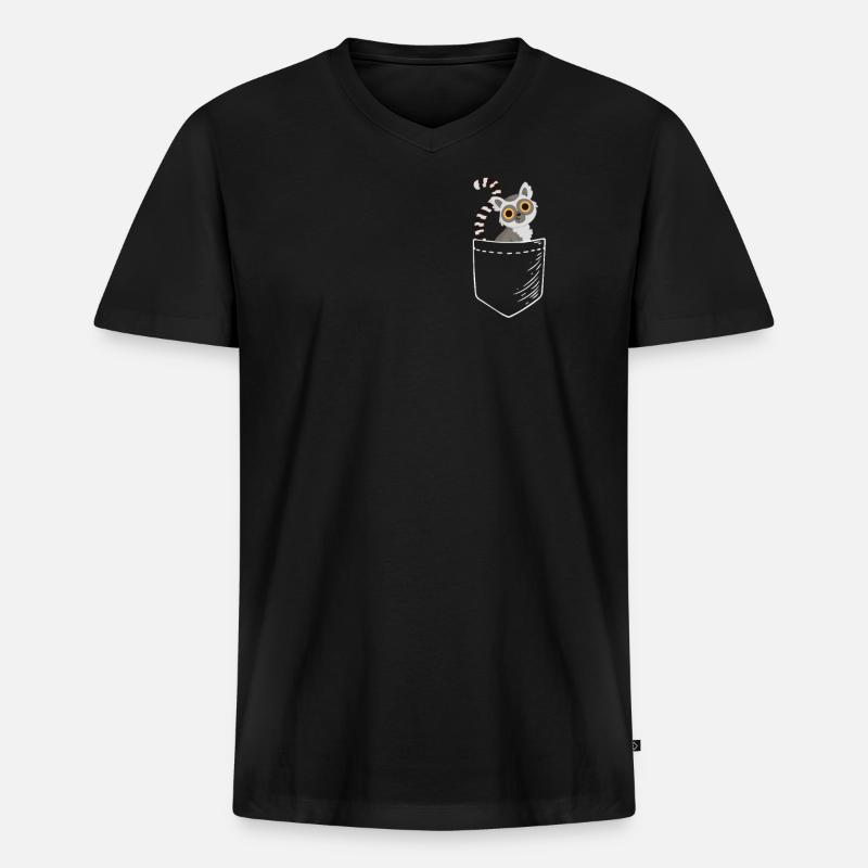 Lemur - Männer Premium Bio T-Shirt mit V-Ausschnitt - Schwarz