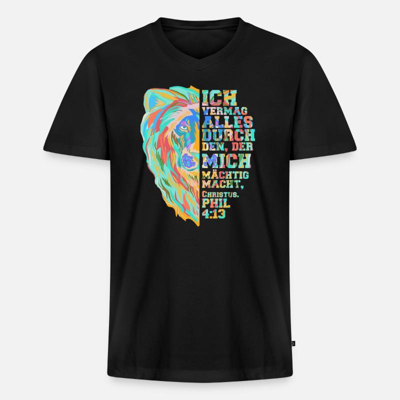 Jesus Löwe von Juda - Männer Premium Bio T-Shirt mit V-Ausschnitt - Schwarz