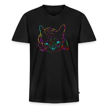 Französische Bulldogge Farben - Männer Premium Bio T-Shirt mit V-Ausschnitt - Schwarz - Vorne - Nico (187cm)