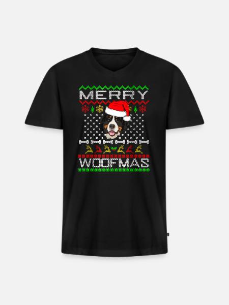 Berner Sennenhund Weihnachten Geschenk - Männer Premium Bio T-Shirt mit V-Ausschnitt - Schwarz
