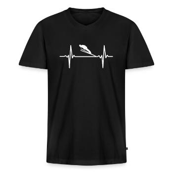 Skispringen Skispringer - Männer Premium Bio T-Shirt mit V-Ausschnitt - Schwarz - Vorne - Nico (187cm)
