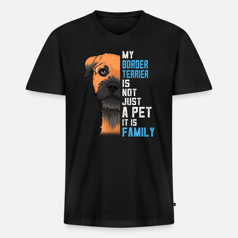 Border Terrier Geschenkidee - Männer Premium Bio T-Shirt mit V-Ausschnitt - Schwarz