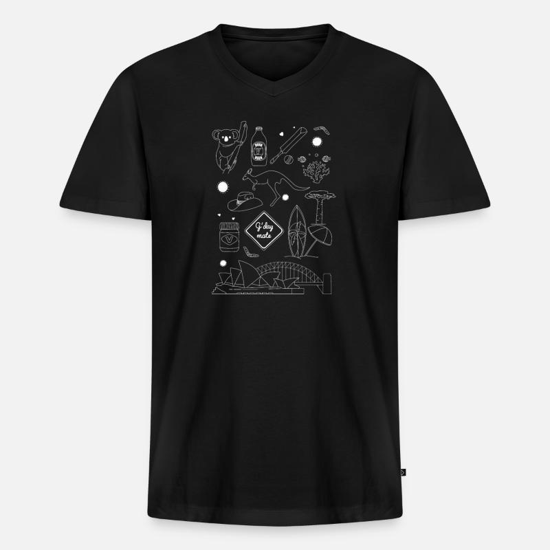 Australien - Männer Premium Bio T-Shirt mit V-Ausschnitt - Schwarz
