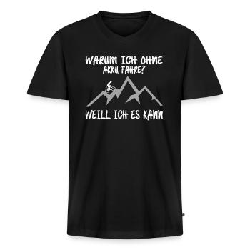 Biken Fahrrad Geschenkidee - Männer Premium Bio T-Shirt mit V-Ausschnitt - Schwarz - Vorne - Nico (187cm)