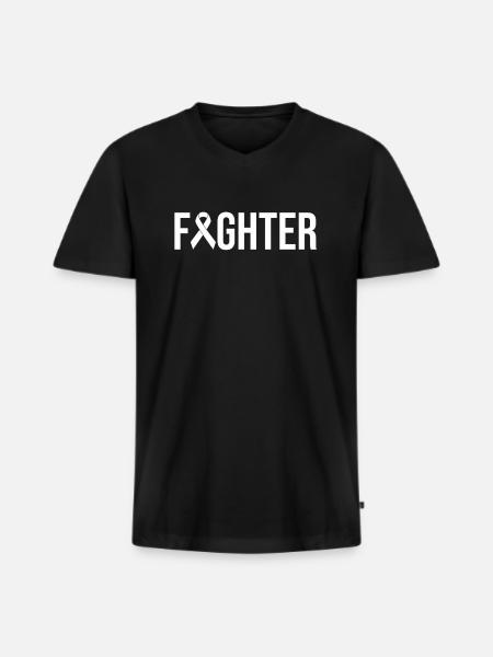 Fighter AIDS Krebs Schleife - Männer Premium Bio T-Shirt mit V-Ausschnitt - Schwarz