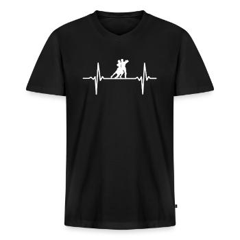 Herzschlag Tanzen Tanzpaar - Männer Premium Bio T-Shirt mit V-Ausschnitt - Schwarz - Vorne - Nico (187cm)