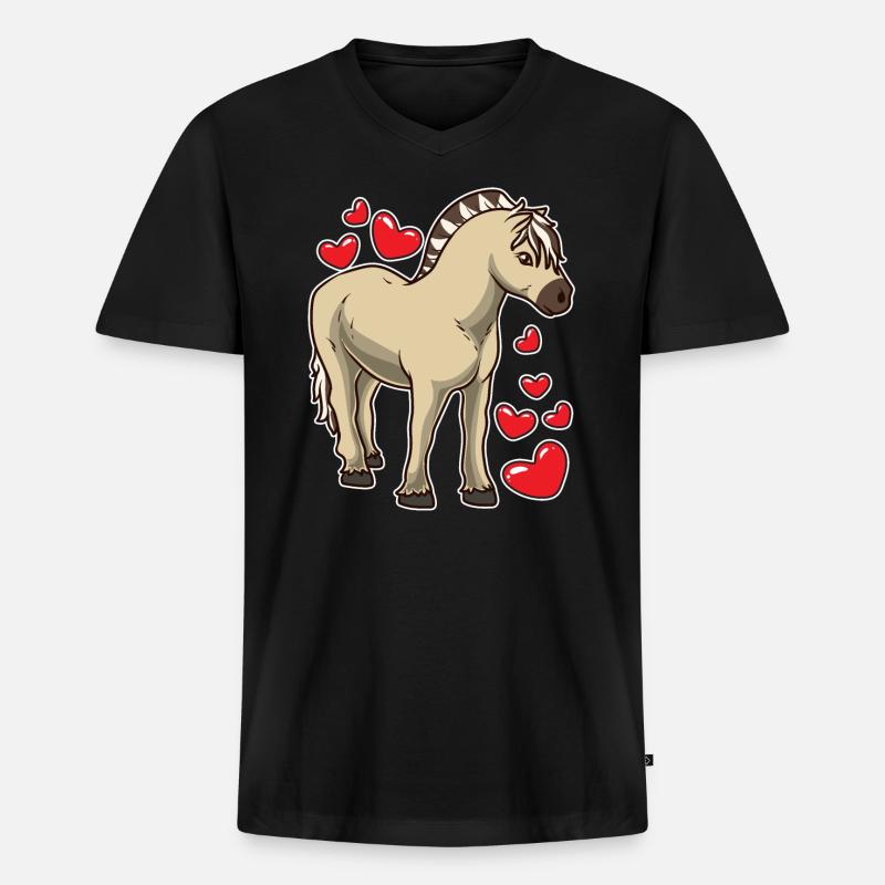 Fjordpferd Geschenk - Männer Premium Bio T-Shirt mit V-Ausschnitt - Schwarz