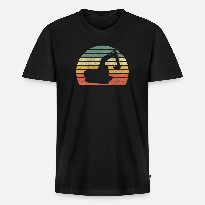 Baggerfahrer Baggern Baggerfahren Bagger - Männer Premium Bio T-Shirt mit V-Ausschnitt - Schwarz