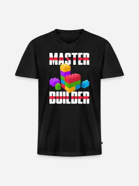 Master Builder Shirt | Cute Master Block Builder - Men's Premium Organic T-shirt with V-neck - black