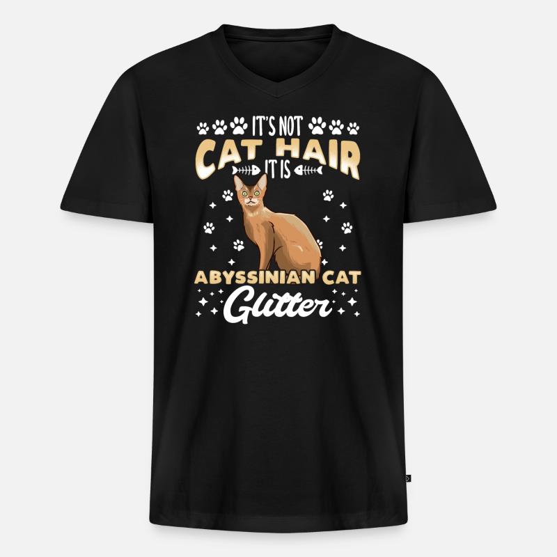 Abessinier Katze lustig Spruch Geschenk - Männer Premium Bio T-Shirt mit V-Ausschnitt - Schwarz