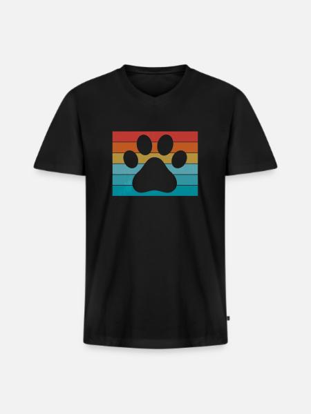 Hunde Hundepfote Hundeliebe Bunt - Männer Premium Bio T-Shirt mit V-Ausschnitt - Schwarz
