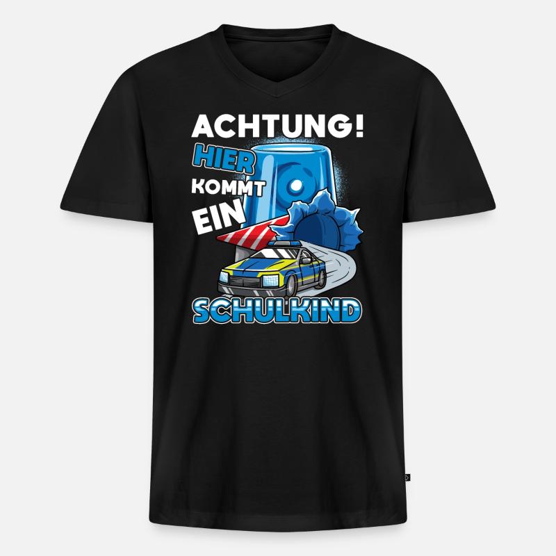 Einschulung Polizei Kindergarten Abschied - Männer Premium Bio T-Shirt mit V-Ausschnitt - Schwarz