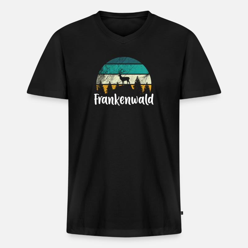 Frankenwald - Männer Premium Bio T-Shirt mit V-Ausschnitt - Schwarz