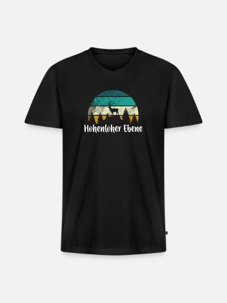 Hohenloher Ebene - Männer Premium Bio T-Shirt mit V-Ausschnitt - Schwarz