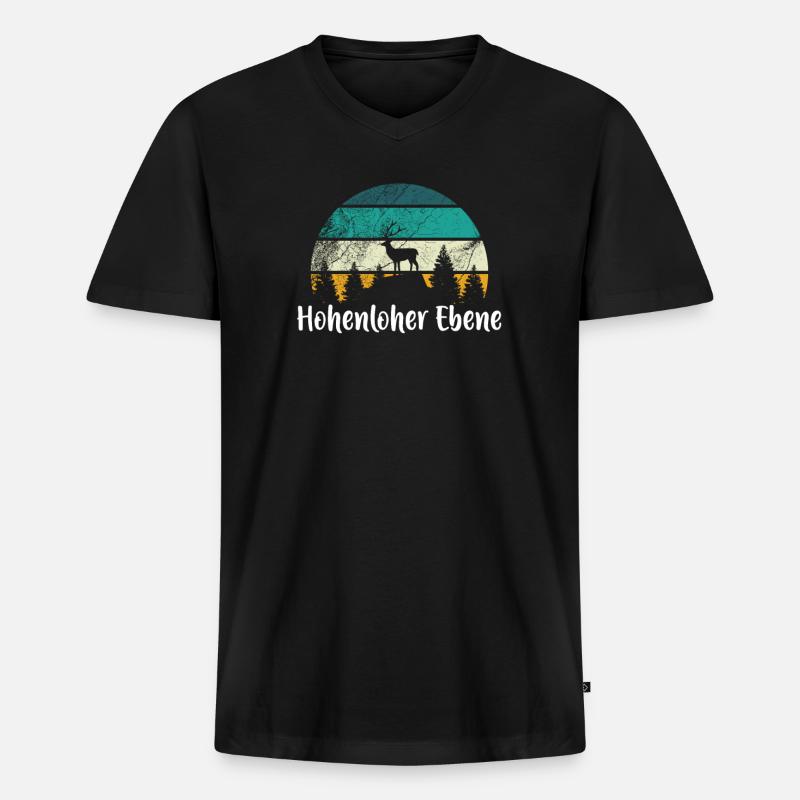 Hohenloher Ebene - Männer Premium Bio T-Shirt mit V-Ausschnitt - Schwarz