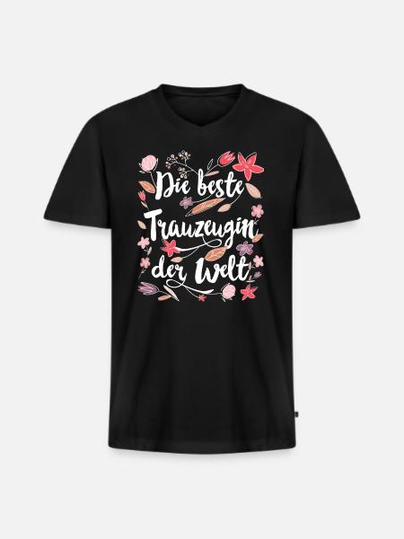 Beste Trauzeugin - Männer Premium Bio T-Shirt mit V-Ausschnitt - Schwarz