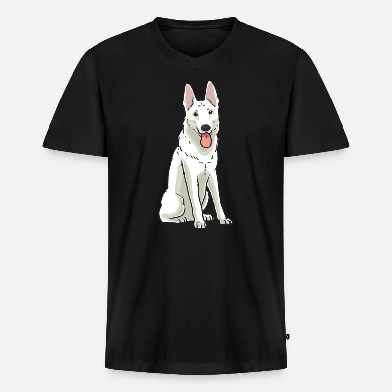 Weißer Schweizer Schäferhund - Männer Premium Bio T-Shirt mit V-Ausschnitt - Schwarz