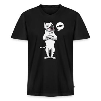 Sturer Dogo Argentino Hund - Männer Premium Bio T-Shirt mit V-Ausschnitt - Schwarz - Vorne - Nico (187cm)