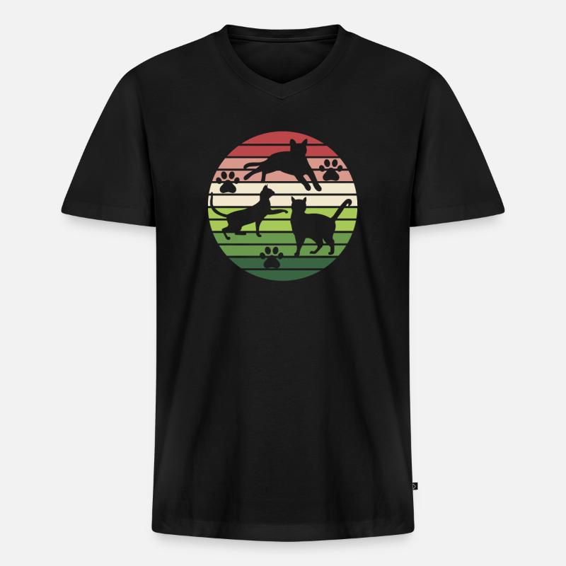 Katzen Katze - Männer Premium Bio T-Shirt mit V-Ausschnitt - Schwarz