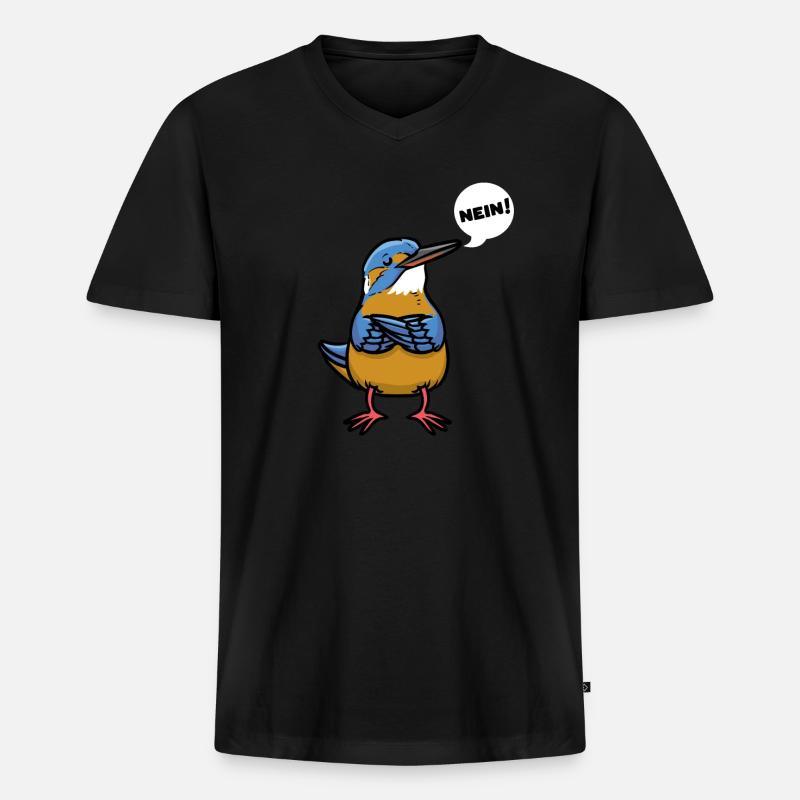 Sturer Eisvogel - Männer Premium Bio T-Shirt mit V-Ausschnitt - Schwarz