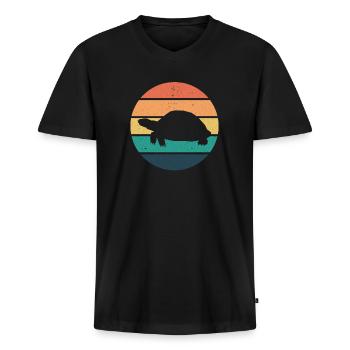 Schildkröte Vintage Retro - Männer Premium Bio T-Shirt mit V-Ausschnitt - Schwarz - Vorne - Nico (187cm)