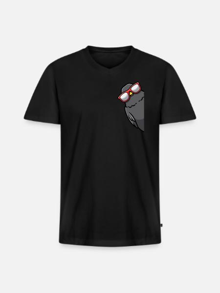 Amsel Vogel Schwarzdrossel - Männer Premium Bio T-Shirt mit V-Ausschnitt - Schwarz