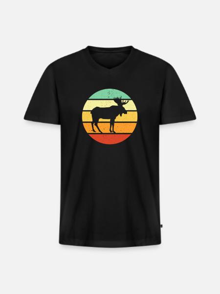 Elch - Männer Premium Bio T-Shirt mit V-Ausschnitt - Schwarz