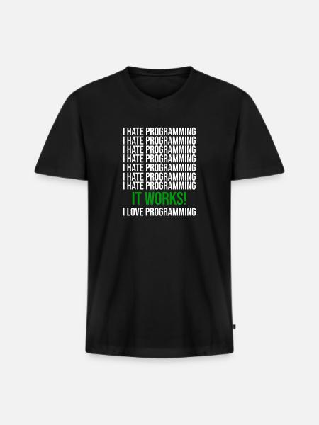 Programmieren Lustiger Spruch für Programmierer - Männer Premium Bio T-Shirt mit V-Ausschnitt - Schwarz