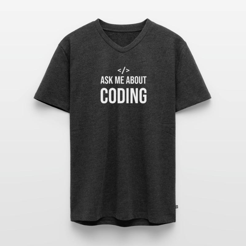 Drôle de programmeur disant Coding Informatik IT T-shirt encolure en V Premium bio Homme